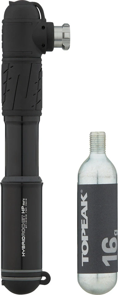 Topeak HybridRocket HP Mini Minipumpe Mit CO2-Inflator 1 Topeak HybridRocket HP Mini Minipumpe Mit CO2-Inflator